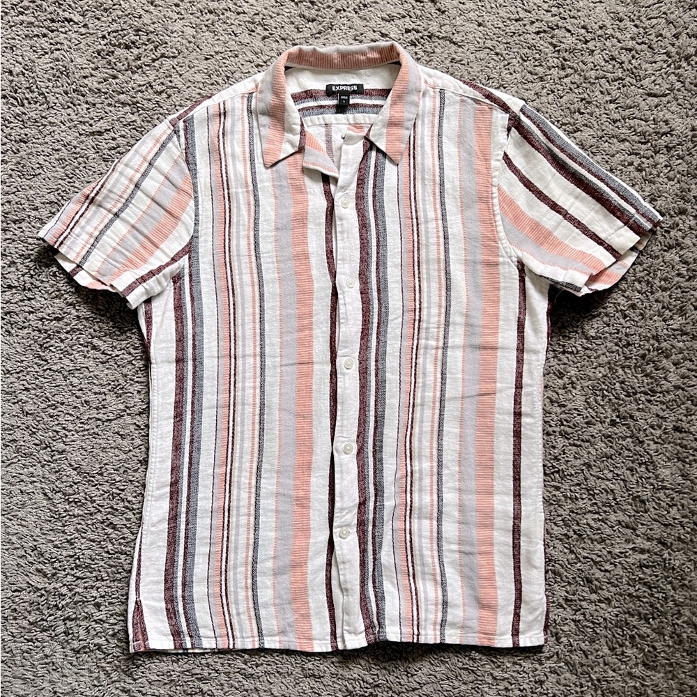 Express Striped Linen Shirt Size Small